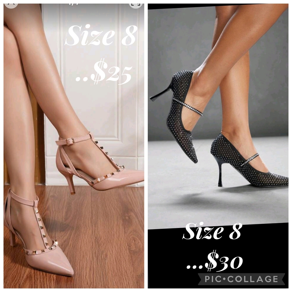 Chic Pink and Black Studded Heels